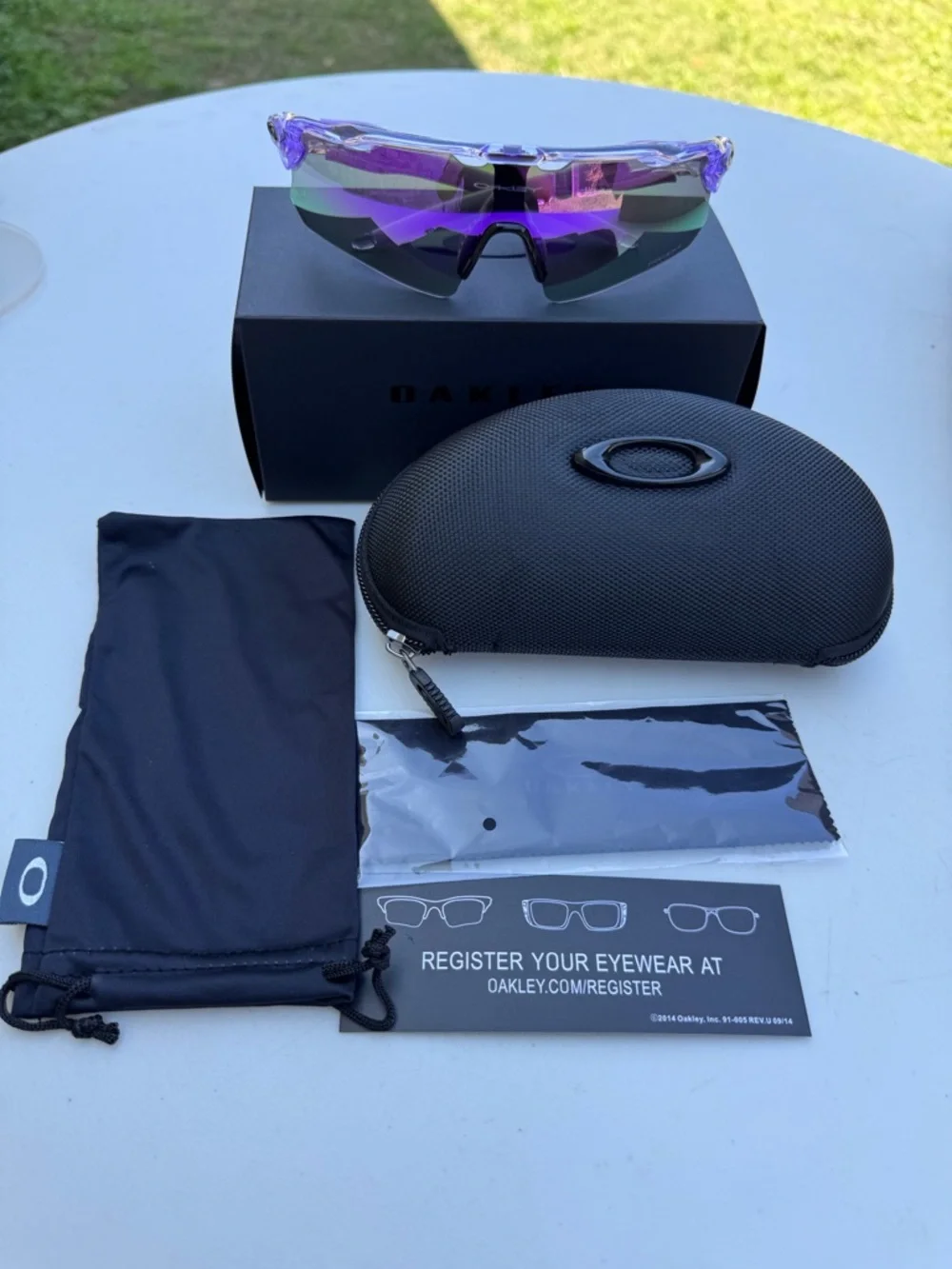 Oakley Purple Mirrored Sports Sunglasses with Black Case